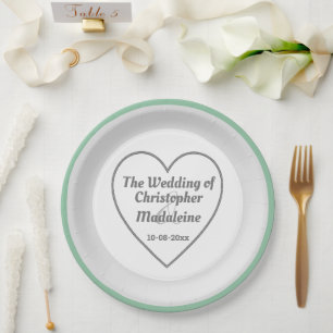 Simple Silver Grey and White Wedding Paper Plates
