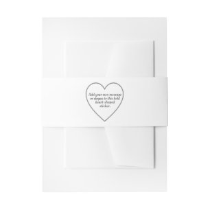 Simple Silver Grey Hearts Outline with Message Invitation Belly Band