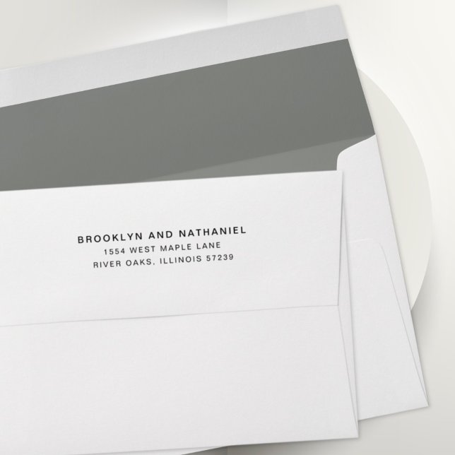 Simple Silver Grey Return Address Lined Envelope (Creator Uploaded)