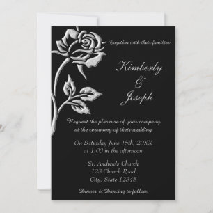 Simple Silver Rose Invitation