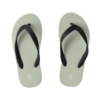 simple silver sage monogram kid's jandals