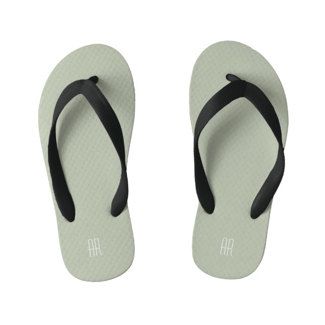 simple silver sage monogram kid's jandals (Footbed)