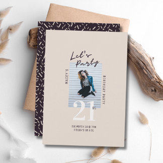 Simple Single Photo 21st Birthday Party Invitation