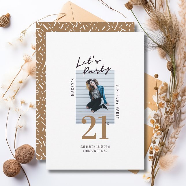 Simple Single Photo 21st Birthday Party Invitation (Creator Uploaded)