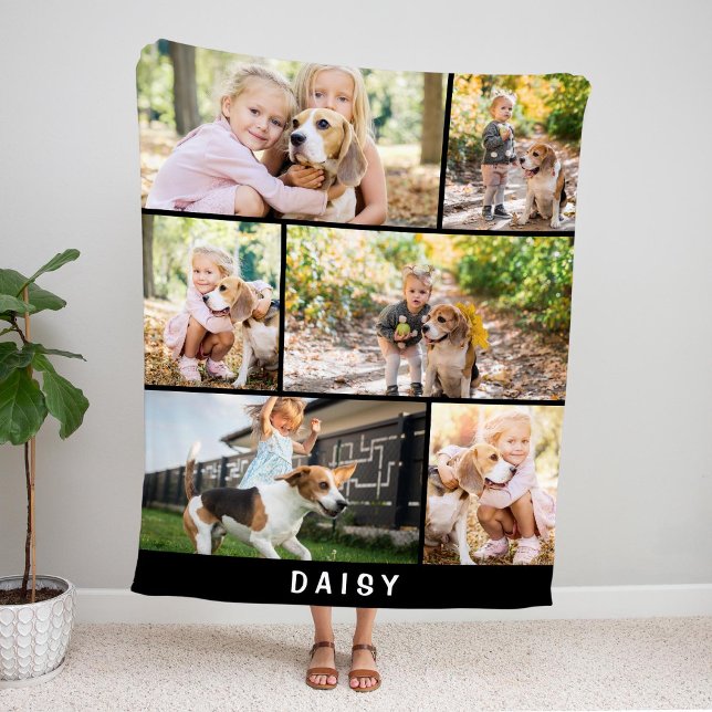 Simple Six-Photo with Name Pet  Sherpa Blanket (Creator Uploaded)