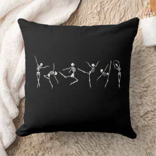 Simple Skeletons Dancing Ballet Black Cushion