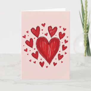 Simple Sketched Hearts Card