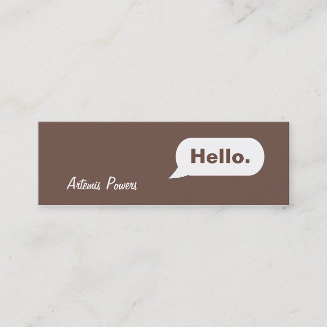 Simple Skinny IM Message Business Card brown (Front)