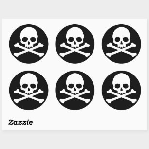 Simple Skull and Crossbones Classic Round Sticker