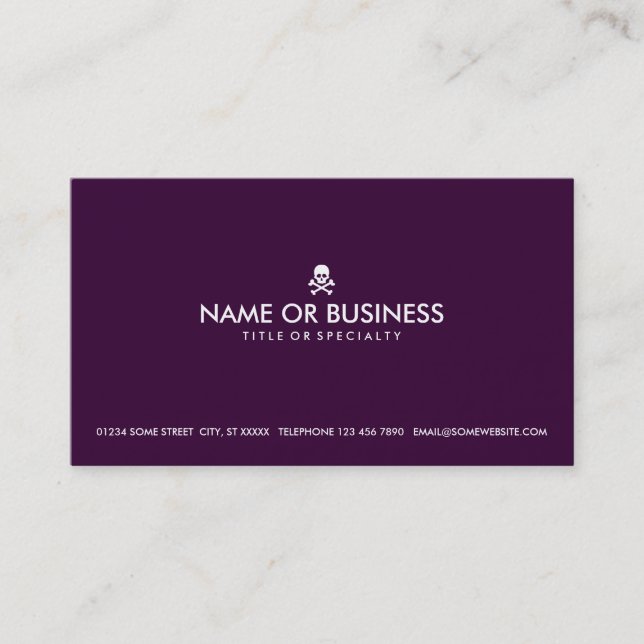 simple skull and crossbones (colour customisable) business card (Front)