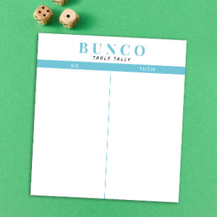 Simple Sky Blue and White Bunco Table Tally Notepad