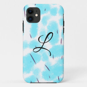 Simple sky blue black watercolor add your monogram Case-Mate iPhone case