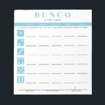 Simple Sky Blue Bunco Score Card Notepad<br><div class="desc">Tear off as many score cards as needed from this notepad and streamline your Bunco game with these ready to go and easy to use tear off scoring sheets and each player can easily keep track of their wins and losses as well as tallying buncos and little buncos for up...</div>