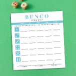 Simple Sky Blue Bunco Score Card Notepad<br><div class="desc">Tear off as many score cards as needed from this notepad and streamline your Bunco game with these ready to go and easy to use tear off scoring sheets and each player can easily keep track of their wins and losses as well as tallying buncos and little buncos for up...</div>