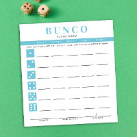 Simple Sky Blue Bunco Score Card Notepad