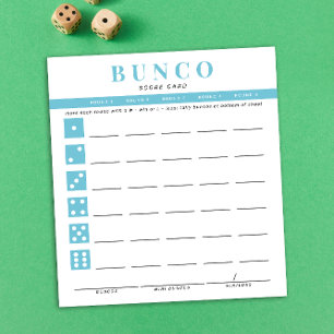 Simple Sky Blue Bunco Score Card Notepad