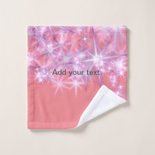 Simple sky blue glitt sparkle stars add your text bath towel set