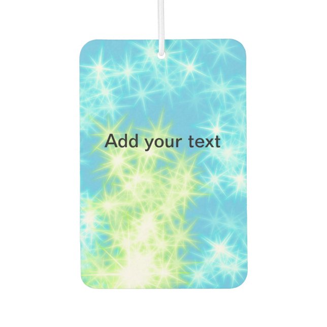 Simple sky blue glitt sparkle stars add your text  car air freshener (Front)