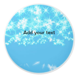 Simple sky blue glitt sparkle stars add your text ceramic knob
