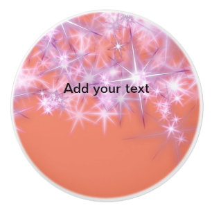 Simple sky blue glitt sparkle stars add your text ceramic knob