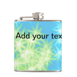 Simple sky blue glitt sparkle stars add your text hip flask