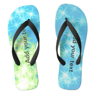 Simple sky blue glitt sparkle stars add your text jandals