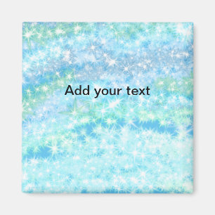 Simple sky blue glitt sparkle stars add your text magnet