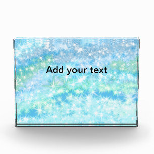Simple sky blue glitt sparkle stars add your text  photo block