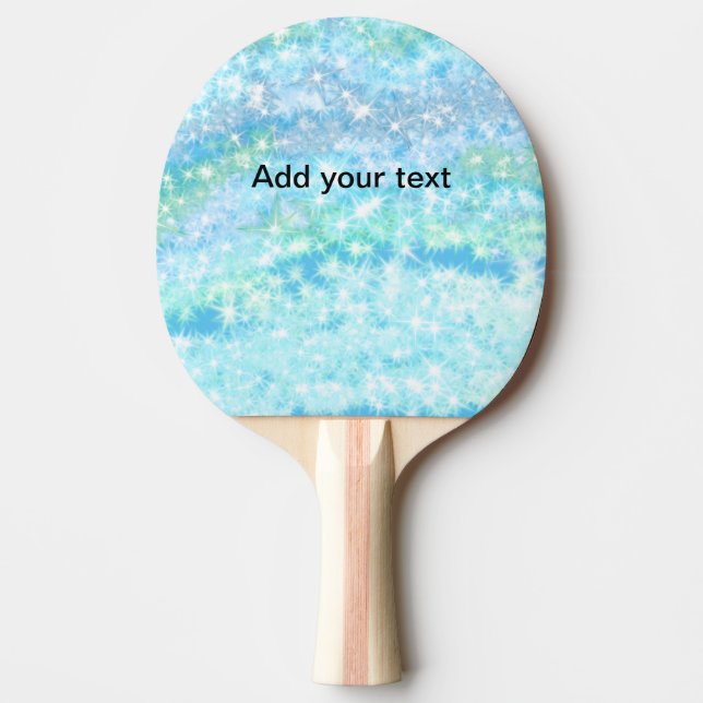 Simple sky blue glitt sparkle stars add your text  ping pong paddle (Front)