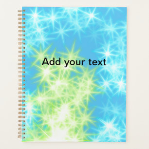 Simple sky blue glitt sparkle stars add your text  planner