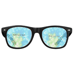 Simple sky blue glitt sparkle stars add your text  retro sunglasses