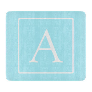 Simple Sky Blue Monogram Cutting Board