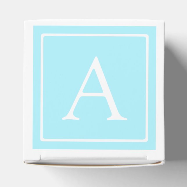 Simple Sky Blue Monogram Favour Box (Top)