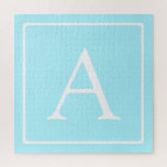 Simple Sky Blue Monogram Jigsaw Puzzle<br><div class="desc">Thank you for your purchase!</div>