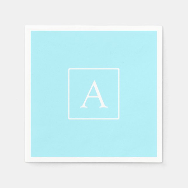 Simple Sky Blue Monogram Napkin (Front)