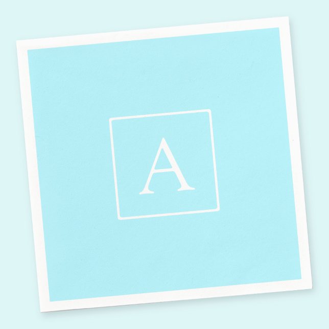 Simple Sky Blue Monogram Napkin (Creator Uploaded)