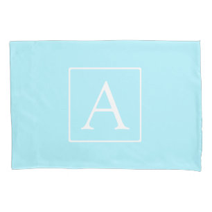 Simple Sky Blue Monogram Pillowcase
