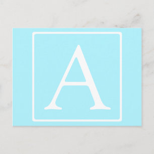 Simple Sky Blue Monogram Postcard