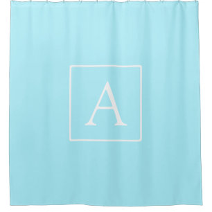 Simple Sky Blue Monogram Shower Curtain