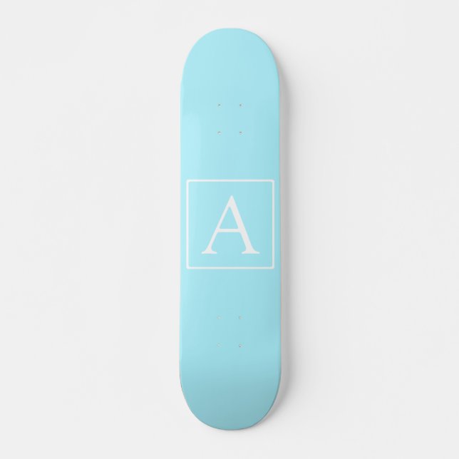 Simple Sky Blue Monogram Skateboard (Front)