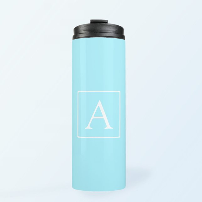 Simple Sky Blue Monogram Thermal Tumbler (Creator Uploaded)