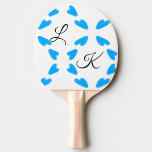 Simple sky blue watercolor add your monogram name ping pong paddle