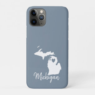Simple Slate Blue Michigan Home State Map   Case-Mate iPhone Case