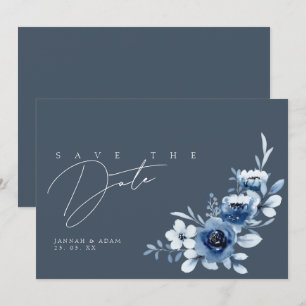 Simple Slate Blue Roses Wedding Save The Date