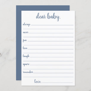 Simple Slate Dear Baby   Dusty Blue Keepsake Card