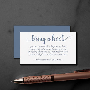 Simple Slate Shower Dusty Blue Bring a Book Enclosure Card