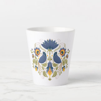 Simple Slavic Folk Bluebird Art Latte Mug