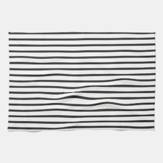 Simple Sleek Black and White Stripes Tea Towel
