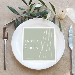 Simple Sleek Lines Dusty Sage Paper Dinner Napkins