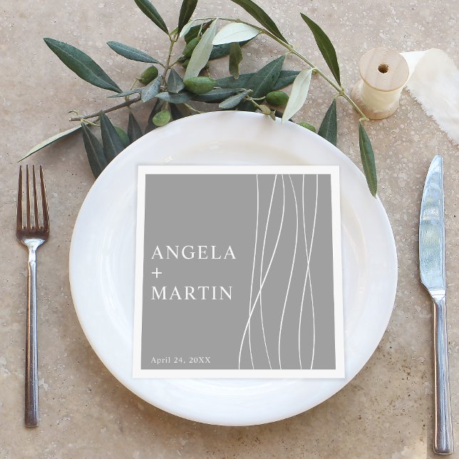 Simple Sleek Lines Silver Gray Napkin (Creator Uploaded)